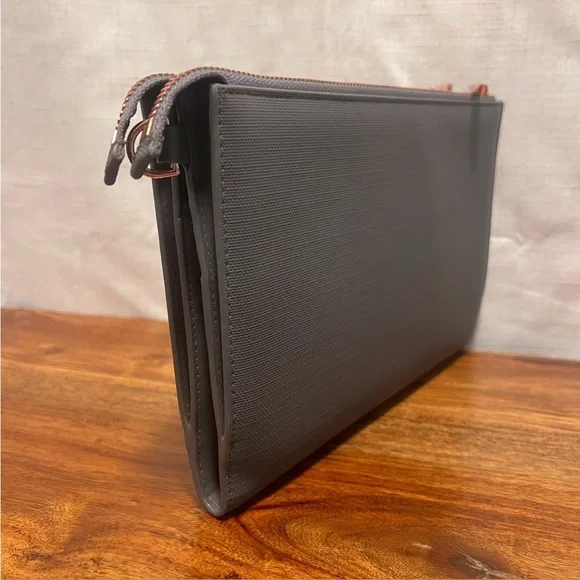 DAGNE DOVER Graphite Gray‎ Coated Canvas 3 In 1 Wallet Clutch & Crossbody Bag - Picture 6 of 16